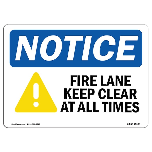 OSHA Sign, Fire Lane Keep Clear, 5in X 3.5in Decal, 10PK, 3.5" W, 5" L, Landscape, PK10